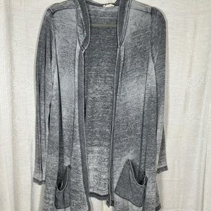 Jane and Delancey Women’s Lightweight Cotton Blend Hooded High Low Gray Jacket